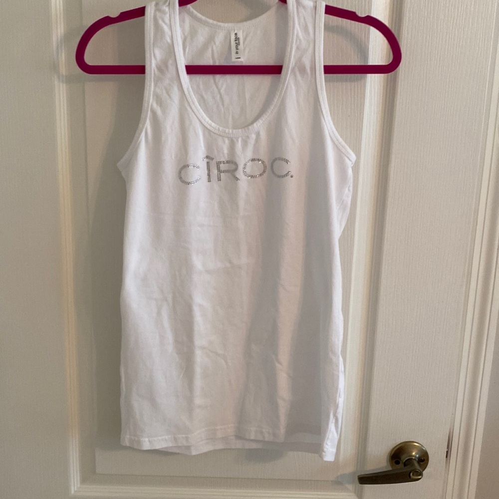 🦩Ciroc white tank top with rhinestones🦩